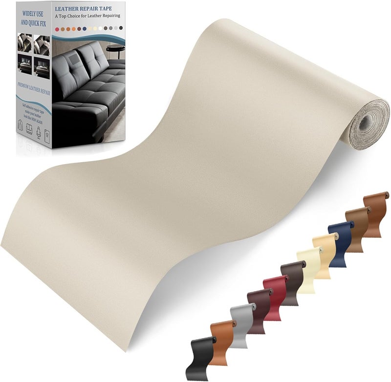 YAFLC Self Adhesive Leather Repair Tape Kit, 4"x 63" Leather Repair Patch for Furniture, Leather Repair Patch for Car seat, Sofas, Couch, Boat Seat Apricot - Image 1